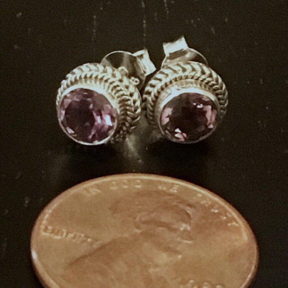Amethyst Sterling Silver 925 Earrings - Picture 7 of 8
